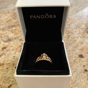 authentic pandora rose gold princess ring